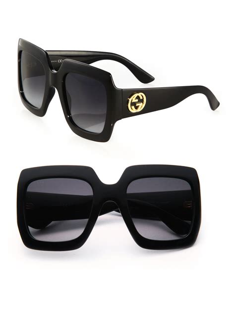 black gucci oversized sunglasses|gucci 54mm oversized square sunglasses.